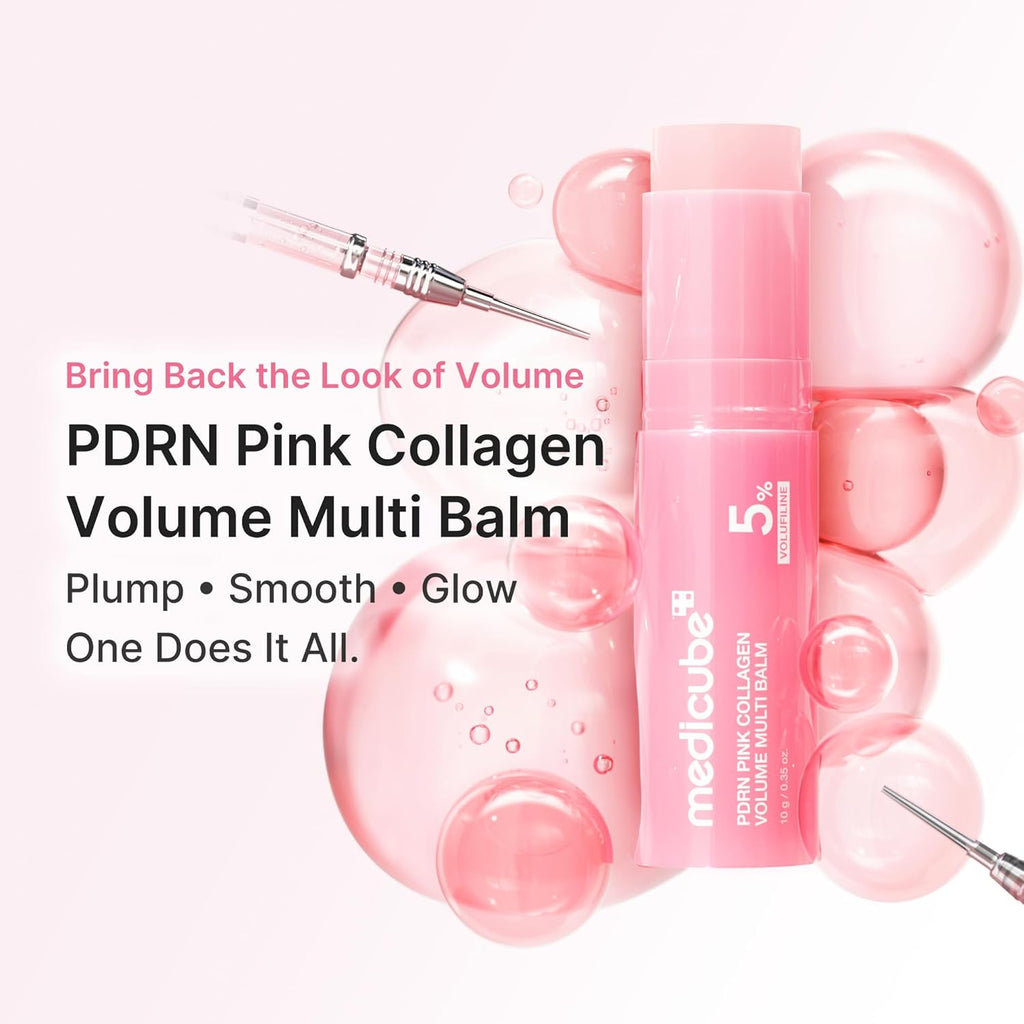 Medicube PDRN Pink Collagen Volume Multi Balm Stick – Plumping & Radiance Care for Face & Body | Volufiline, PDRN, NAD & Collagen | Targeted Line Care for Under-Eyes, Lips, Neck & Smile Lines | Korean Skincare