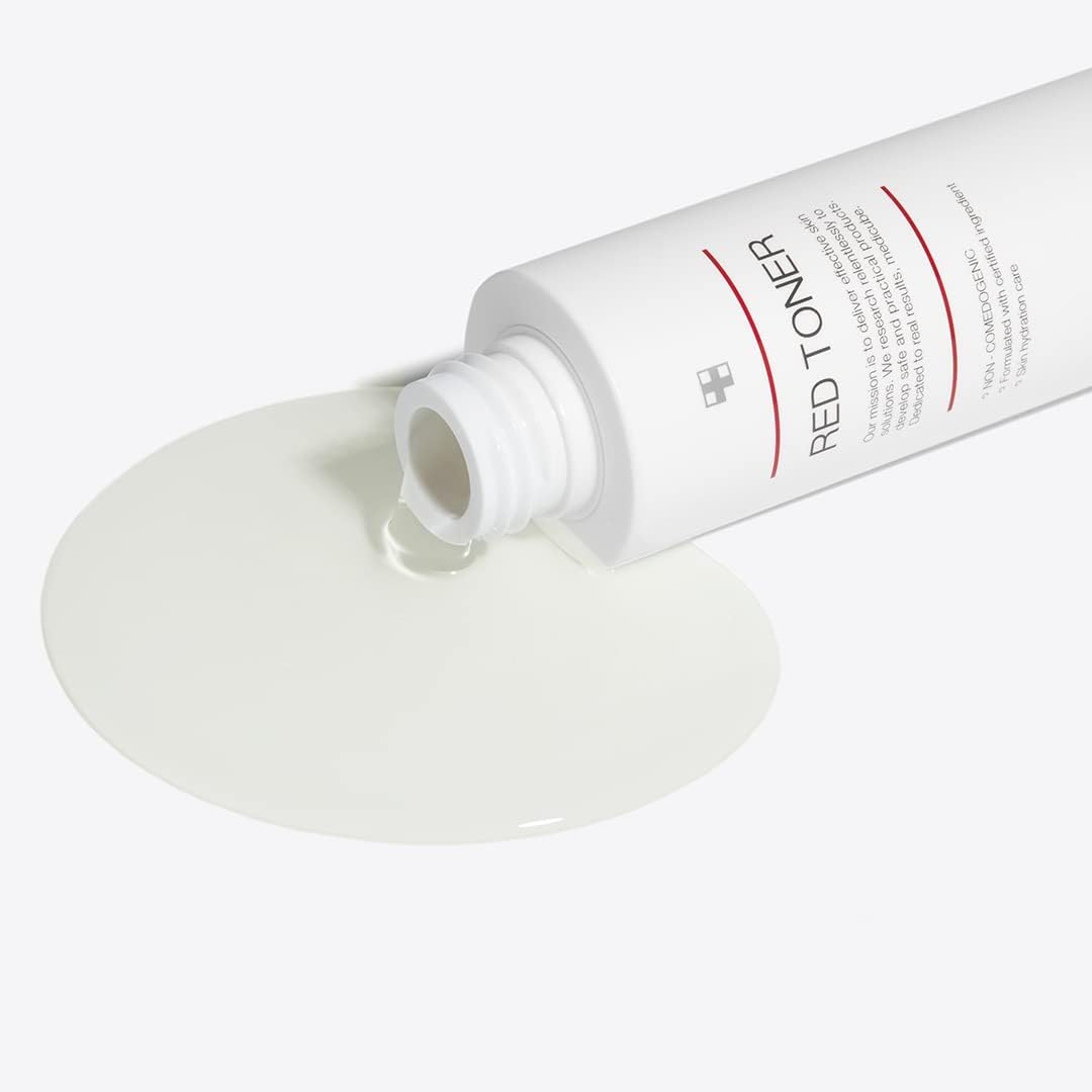 Medicube Red Toner 2.0 — Gentle acne-care toner for acne-prone skin. Helps soothe, control oil, and minimize pores with BHA, Niacinamide, and Adenosine.