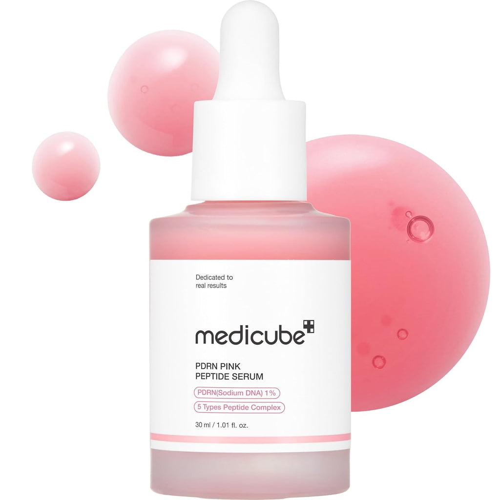 Medicube PDRN Pink Peptide Serum with Salmon DNA – Pink Glow Hydrating Serum | Peptides & Niacinamide for Firm-Looking Skin, Even Tone & Radiance | Korean Skincare | 1.01 fl. oz
