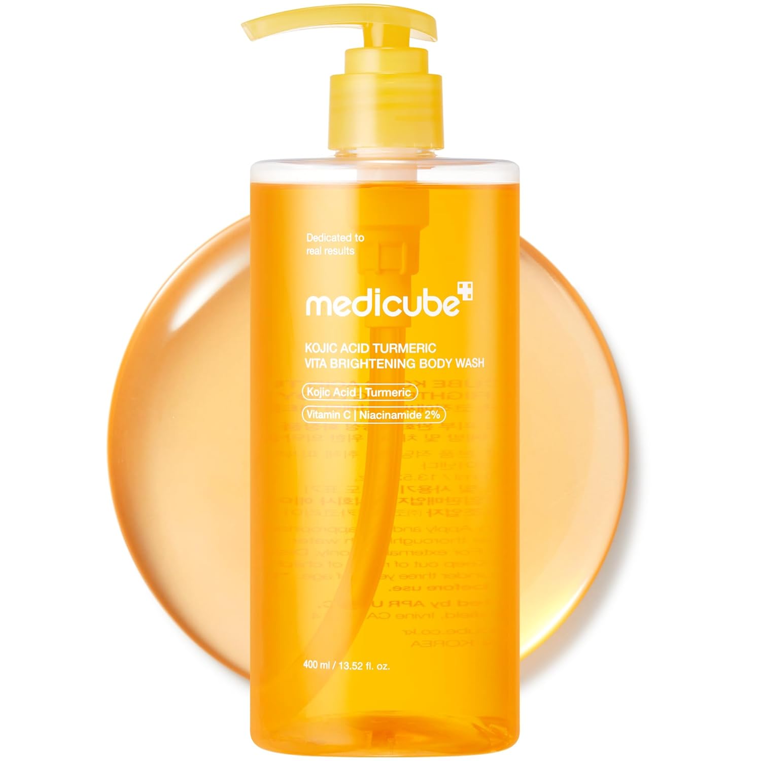 Medicube Kojic Acid Turmeric Brightening Body Wash – Gentle Exfoliating Shower Gel for Uneven Skin Tone | Niacinamide, Vitamin C & AHA/BHA | Deep Cleansing & Hydrating Formula | Korean Skincare | 13.52 fl.oz