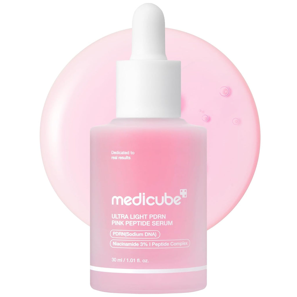 Medicube PDRN Pink Peptide Serum with Salmon DNA – Pink Glow Hydrating Serum | Peptides & Niacinamide for Firm-Looking Skin, Even Tone & Radiance | Korean Skincare | 1.01 fl. oz