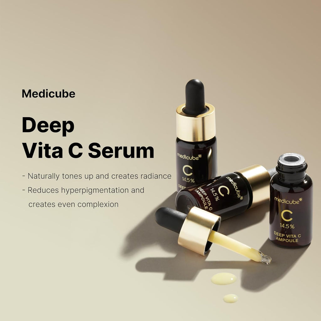 Medicube Deep Vita C Serum 2.0 – 14.5% Pure Vitamin C Brightening Serum | Reduces Hyperpigmentation, Dark Spots & Blemishes | Korean Skincare | 10g × 3 Bottles