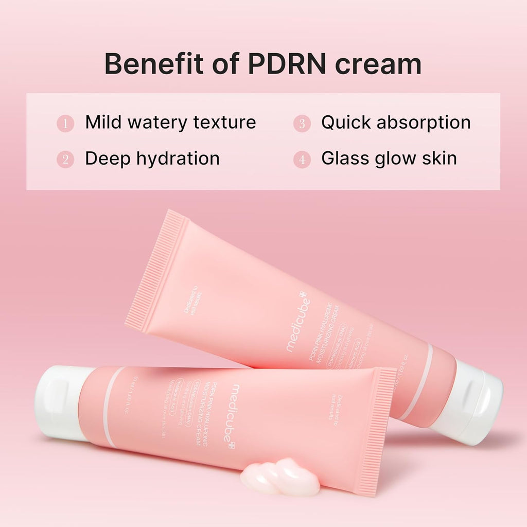 Medicube Salmon DNA PDRN Pink Hyaluronic Moisturizing Cream – Hydrating & Blemish Relief Cream | Restores Elasticity, Glow, Even Skin Tone & Pore Care | Korean Skincare | 50ml / 1.69 fl.oz