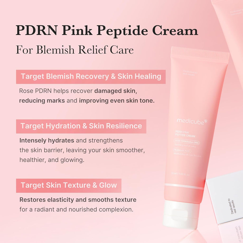 Medicube Salmon DNA PDRN Pink Hyaluronic Moisturizing Cream – Hydrating & Blemish Relief Cream | Restores Elasticity, Glow, Even Skin Tone & Pore Care | Korean Skincare | 50ml / 1.69 fl.oz