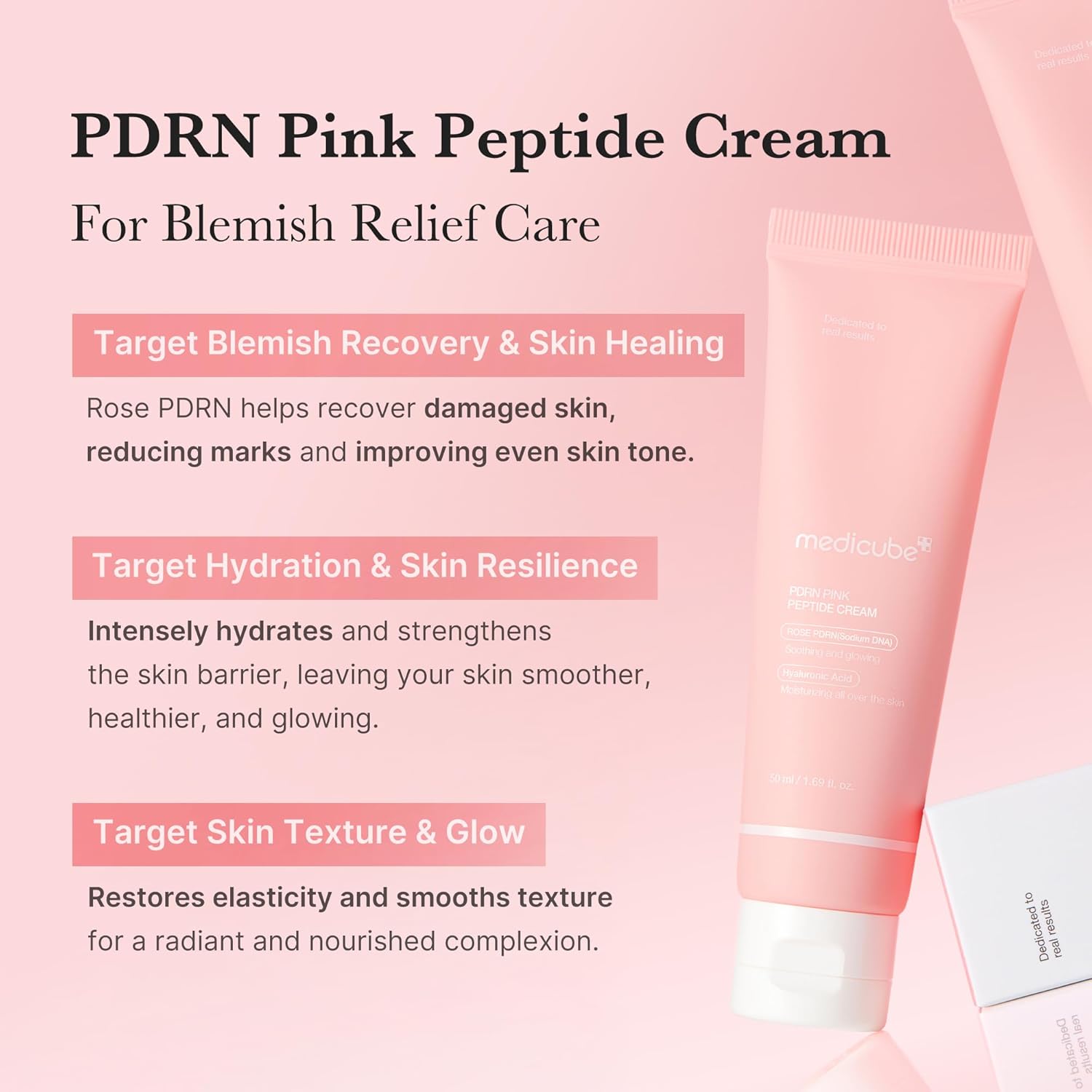 Medicube Salmon DNA PDRN Pink Hyaluronic Moisturizing Cream – Hydrating & Blemish Relief Cream | Restores Elasticity, Glow, Even Skin Tone & Pore Care | Korean Skincare | 50ml / 1.69 fl.oz