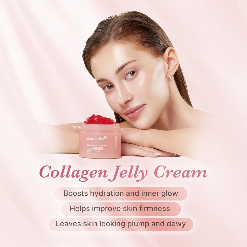 Medicube Collagen Jelly Cream – Niacinamide & Freeze-Dried Hydrolyzed Collagen Moisturizer | 24H Glow & Lifted Look, Barrier Hydration Support | Korean Skincare | 1.69 fl.oz