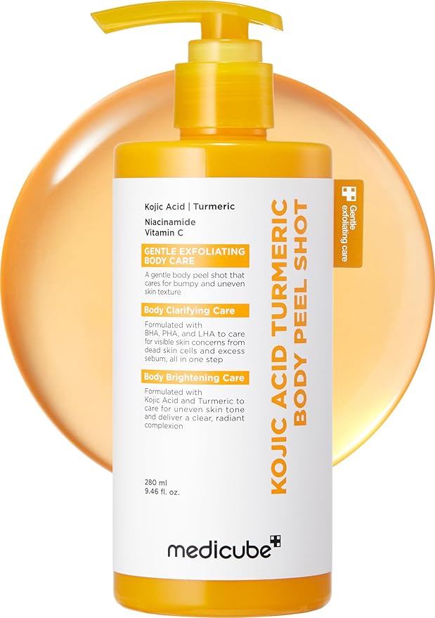 Medicube Body Peel Shot – Gentle Body Brightening & Exfoliating Serum | Kojic Acid & Turmeric + BHA, LHA & PHA for Dead Skin Removal, Uneven Tone & Excess Sebum | Korean Skincare | 9.46 fl.oz