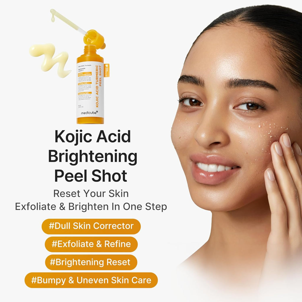 Medicube Body Peel Shot – Gentle Body Brightening & Exfoliating Serum | Kojic Acid & Turmeric + BHA, LHA & PHA for Dead Skin Removal, Uneven Tone & Excess Sebum | Korean Skincare | 9.46 fl.oz