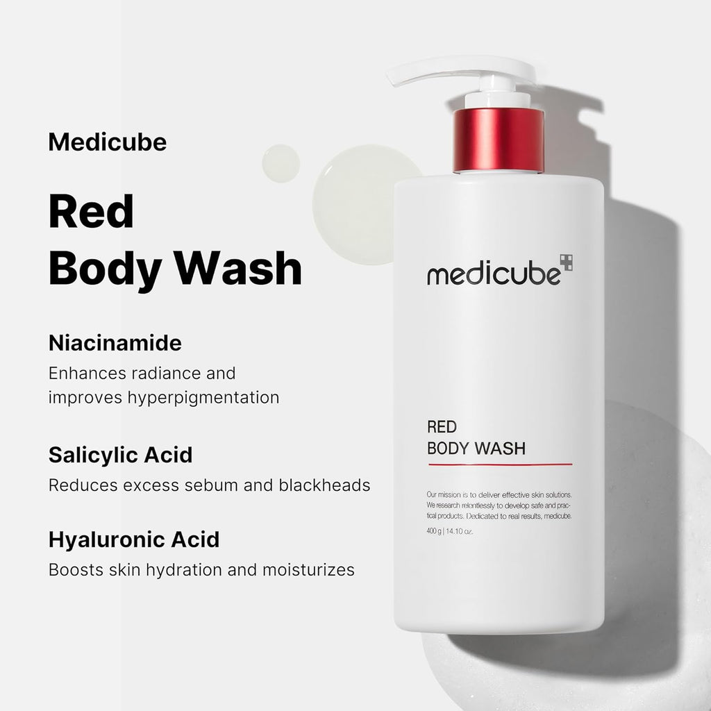 Medicube Red Body Wash – Low pH Hydrating Body Cleanser for Bacne Care | Salicylic Acid, Lactic Acid, Niacinamide & Hyaluronic Acid | Korean Skincare | 14.10 fl.oz