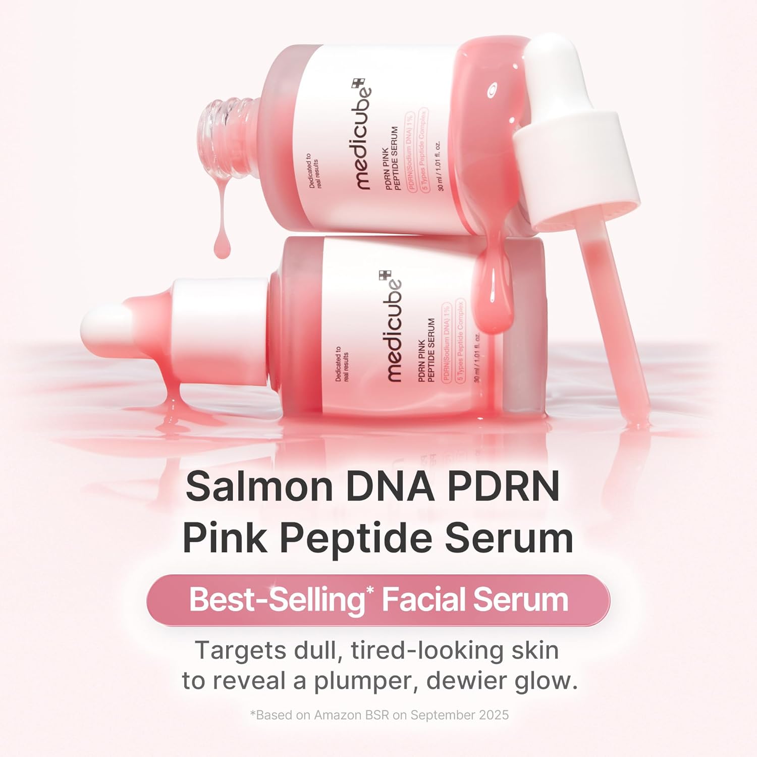 Medicube PDRN Pink Peptide Serum with Salmon DNA – Pink Glow Hydrating Serum | Peptides & Niacinamide for Firm-Looking Skin, Even Tone & Radiance | Korean Skincare | 1.01 fl. oz