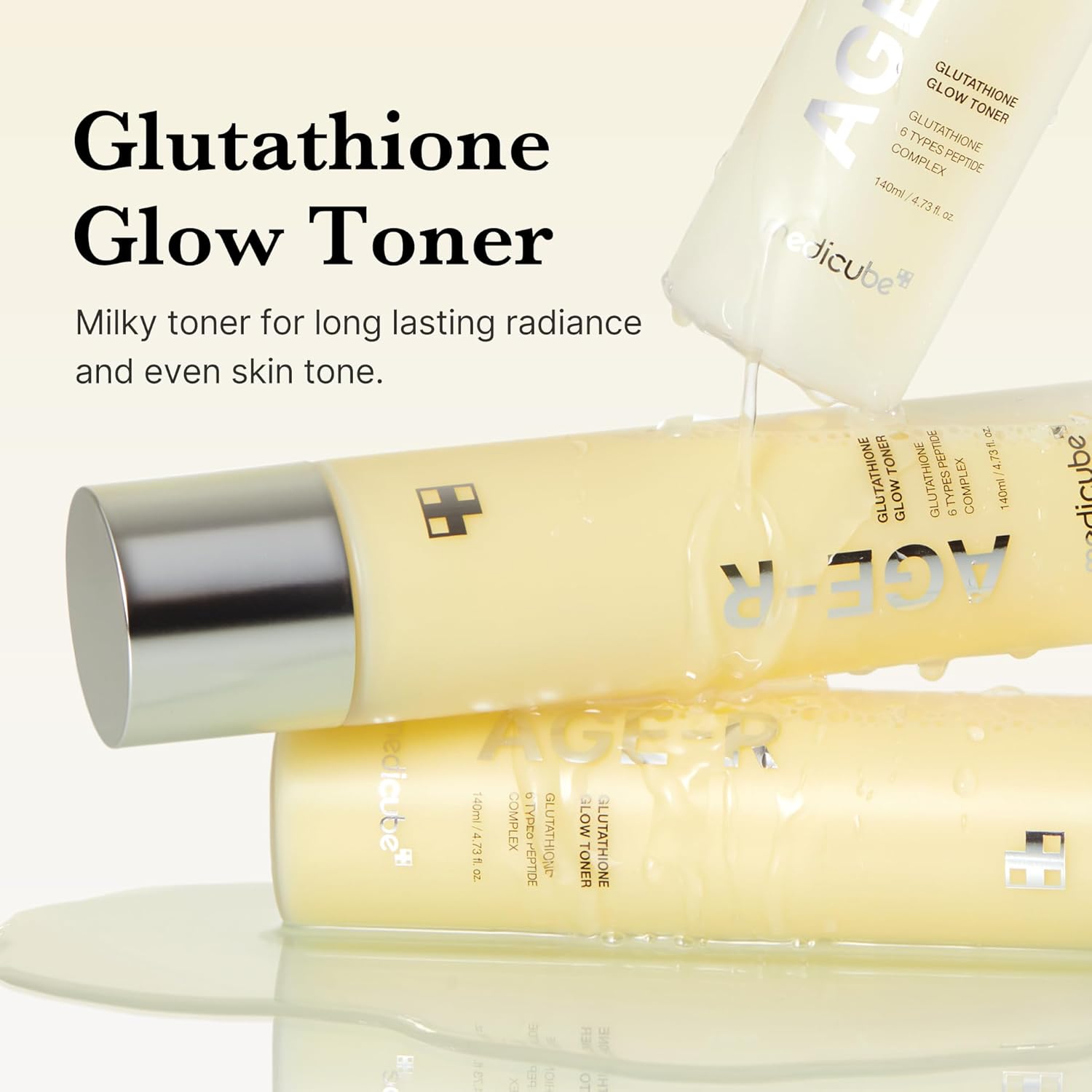 Medicube Age-R Glutathione Glow Milky Toner – Low-Irritation Double Layer Toner for Glass Glow Skin | Peptides, Radiance, Even Skin Tone & Deep Hydration | Korean Skincare