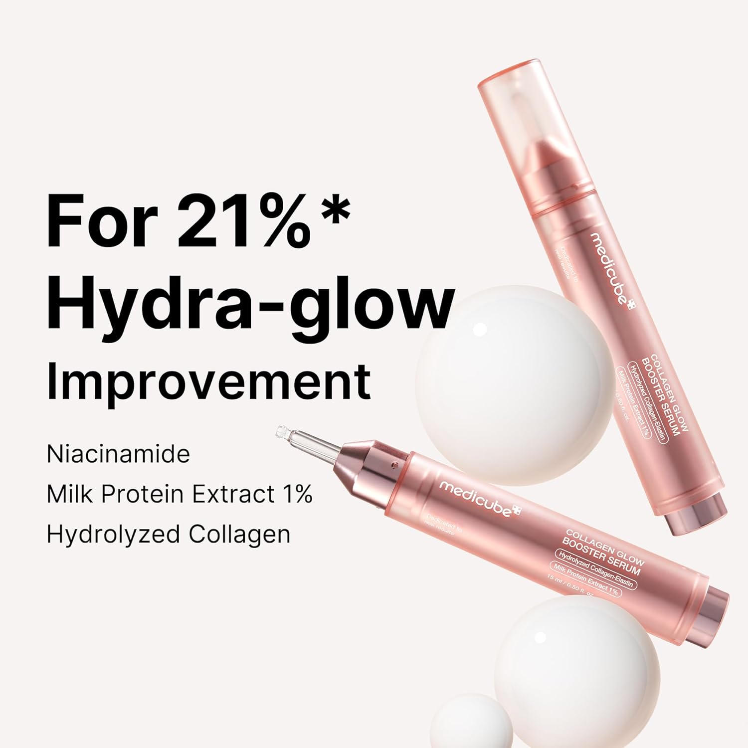 Medicube Collagen Glow Booster Milk Serum – Twist & Click Radiance Serum | Hydration, Firming & Glow with Niacinamide, Milk Protein Extract & Hydrolyzed Collagen | Korean Skincare | 0.50 oz