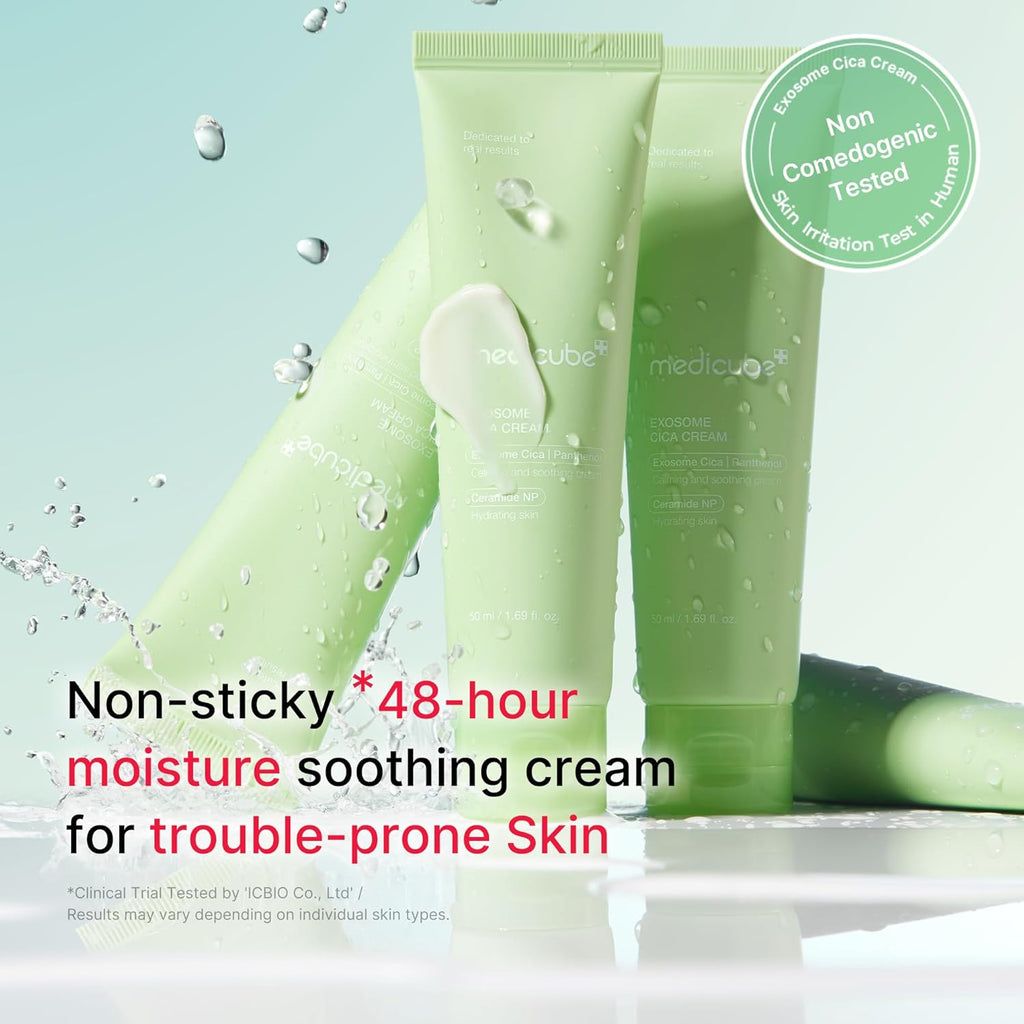 Medicube Exosome Cica Tea Tree Cream – Soothing Moisturizer for Sensitive Skin | Redness Relief & Breakout Care with Centella Asiatica | Low-Irritation Daily Hydration | Korean Skincare | 1.7 fl oz