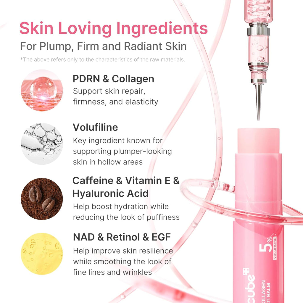 Medicube PDRN Pink Collagen Volume Multi Balm Stick – Plumping & Radiance Care for Face & Body | Volufiline, PDRN, NAD & Collagen | Targeted Line Care for Under-Eyes, Lips, Neck & Smile Lines | Korean Skincare