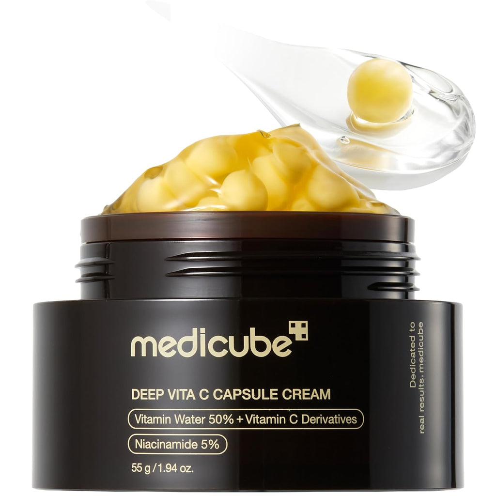 Medicube Capsule Cream with Deep Vitamin C – Liposome Vitamin C Golden Capsule Cream for Radiance & Firm-Looking Skin | Hydrating Glow Gel Moisturizer | Korean Skincare | 1.94 oz