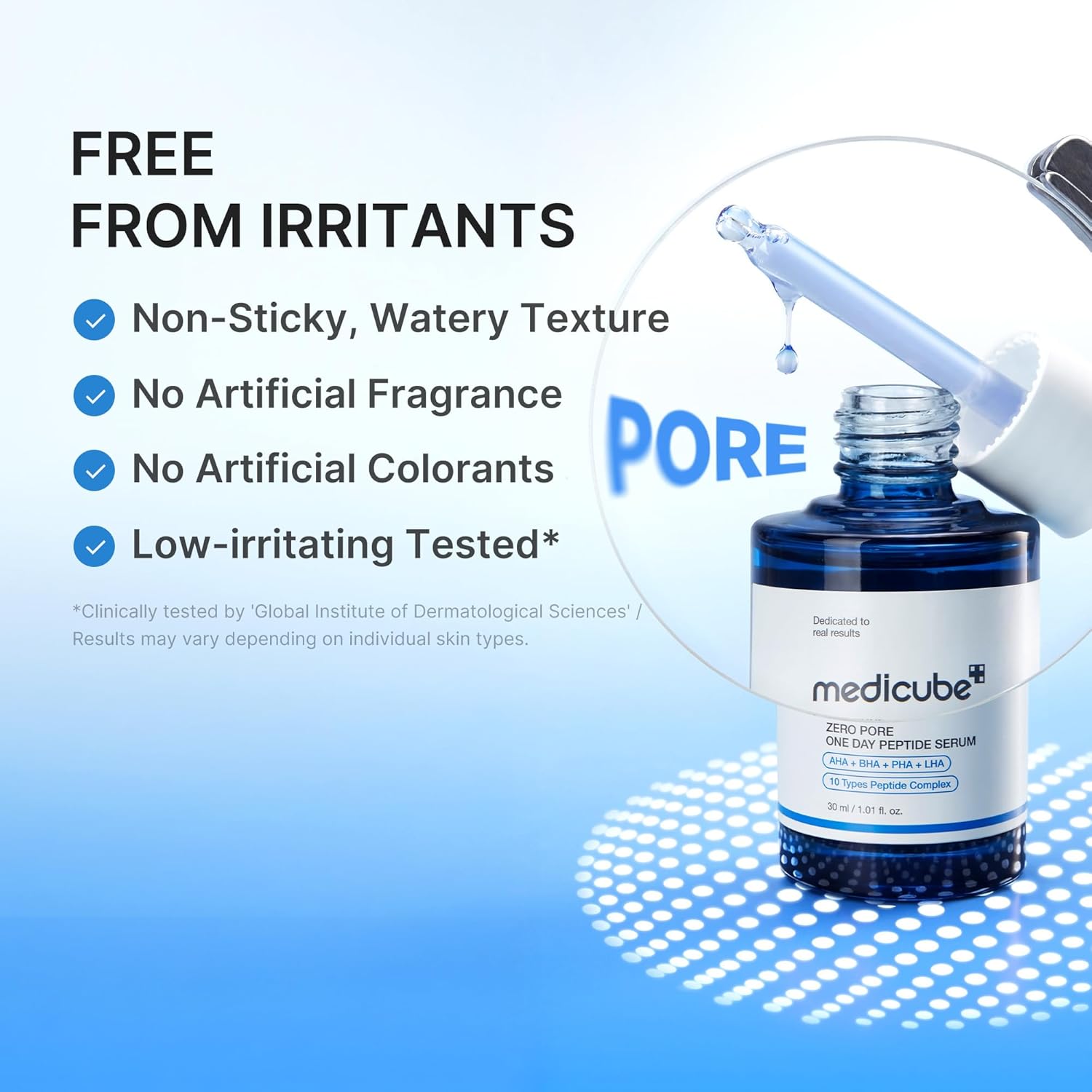 Medicube Zero Pore One Day 10 Peptide Serum – Pore Refining & Oil Balancing Serum | AHA, BHA, PHA, LHA + Copper Peptide (GHK-Cu) | Daily Firming & Smooth Skin Care | Korean Skincare | 1.01 fl oz
