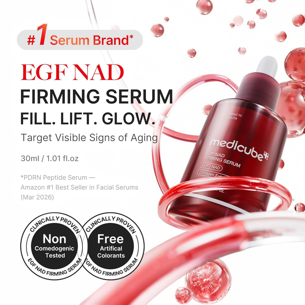 Medicube NAD EGF Firming Serum for Face & Neck – Anti-Aging Firming Serum | NAD+, EGF Peptides & Collagen for Wrinkle Care, Elasticity & Pore Refinement | Korean Skincare | 1.01 fl.oz