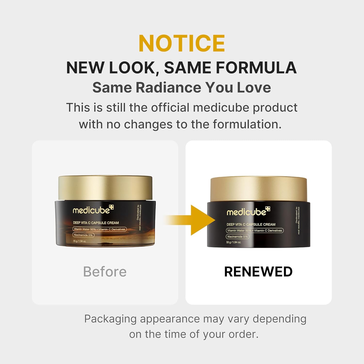 Medicube Capsule Cream with Deep Vitamin C – Liposome Vitamin C Golden Capsule Cream for Radiance & Firm-Looking Skin | Hydrating Glow Gel Moisturizer | Korean Skincare | 1.94 oz