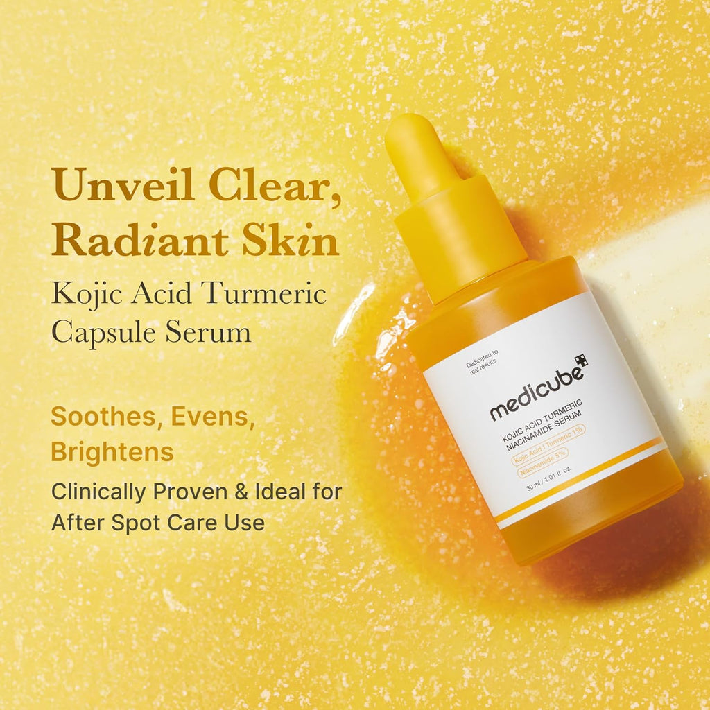 Medicube Kojic Acid Turmeric Clarifying & Balancing Capsule Serum – Brightening & Soothing Treatment for Troubled Skin | Niacinamide Glow Capsules for Hydration, Barrier Support & Even Tone | Korean Skincare | 1.01 fl.oz